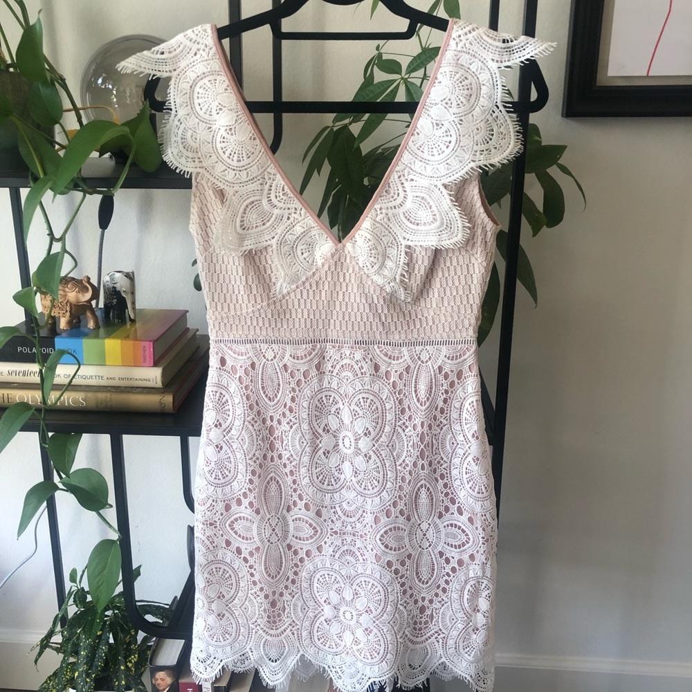 Lush White Lace Mini Dress